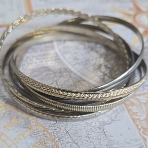 Classic Silver-Tone Multi-Bangle Bracelet Set